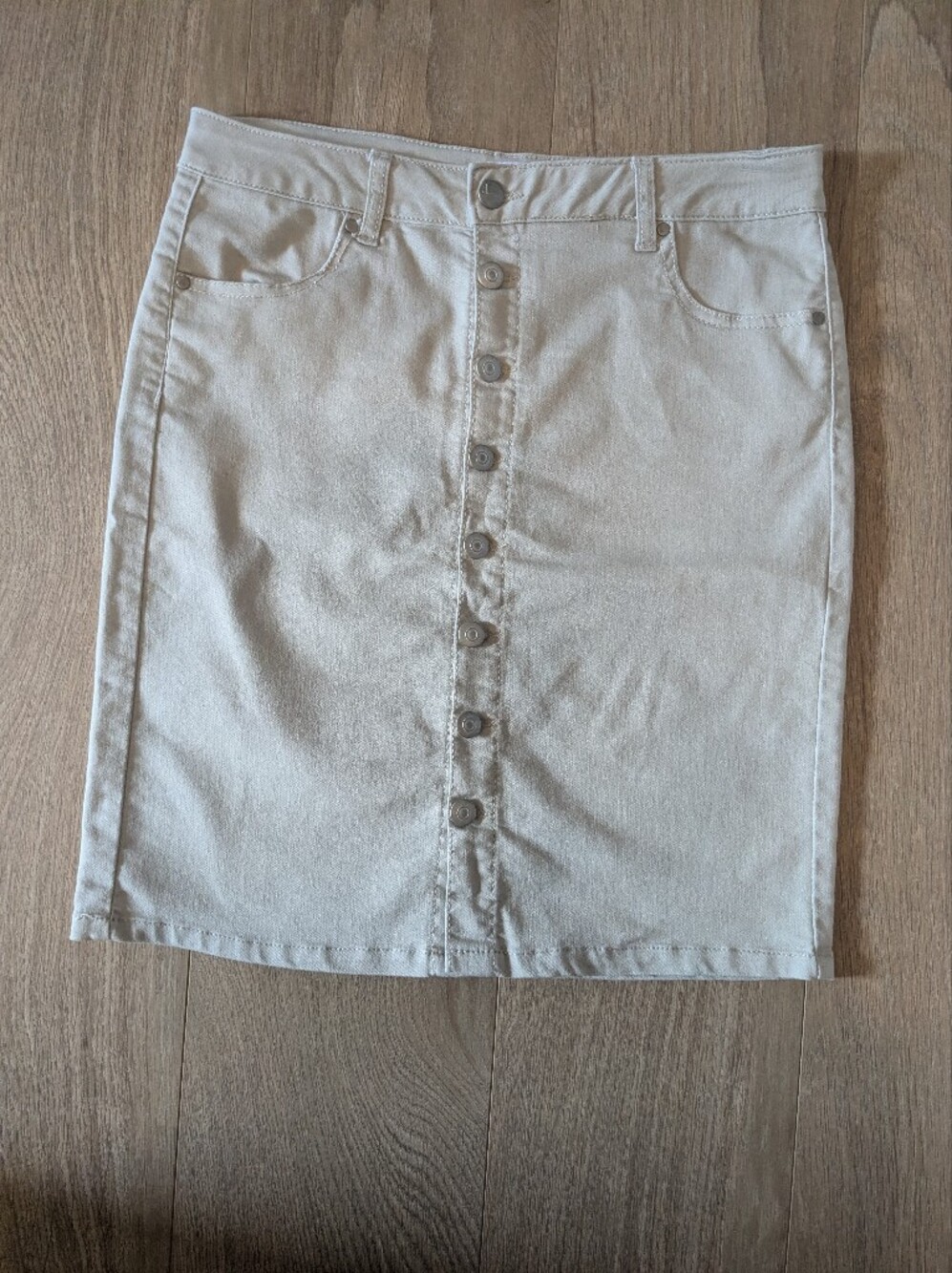 d. jeans Khaki Denim Button-down Pencil Skirt Size 8